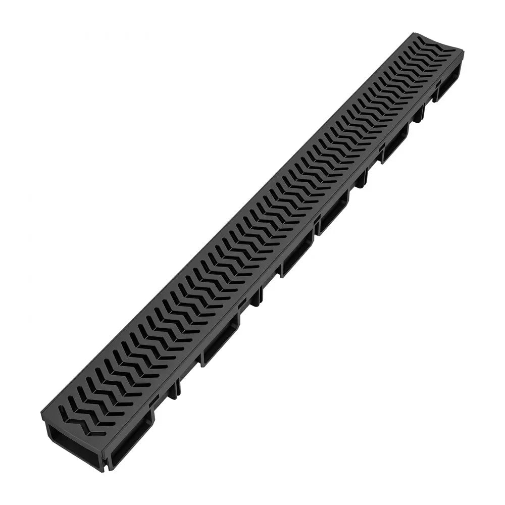 VEVOR Trench Drain, 39.6 x 4.1 x 2.4 in, 6 Pack Linear Drainage Channel, HDPE Channel Drain with Grates & End Caps, Premium Outdoor Drainage System for Driveway, Patio, Pool, Garden, Yard, Black