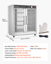 VEVOR hot box warmer - dimensions and included accessories infographic