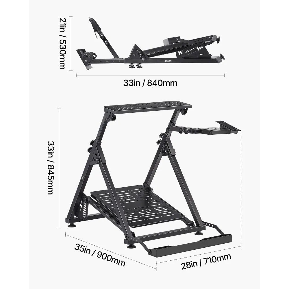 VEVOR Racing Wheel Stand, Adjustable & Foldable Simulator Stand for Logitech G923 G920 G29 G27, Thrustmaster T300RS TX F458 T500RS T3PA-PRO(F1/GT) Gaming Cockpit,Pedals Simulator NOT Included