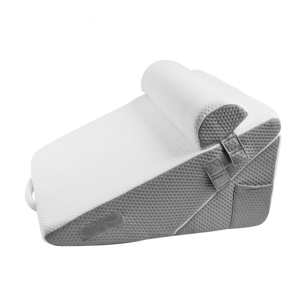 VEVOR Bed Wedge Pillow for Sleeping, 3 Pcs Adjustable Orthopedic Bed Wedge Set, with Jacquard Washable Cover & Foam Support, Post Surgery Pillow for Acid Reflux Back Pain Snoring Relief, White/Grey