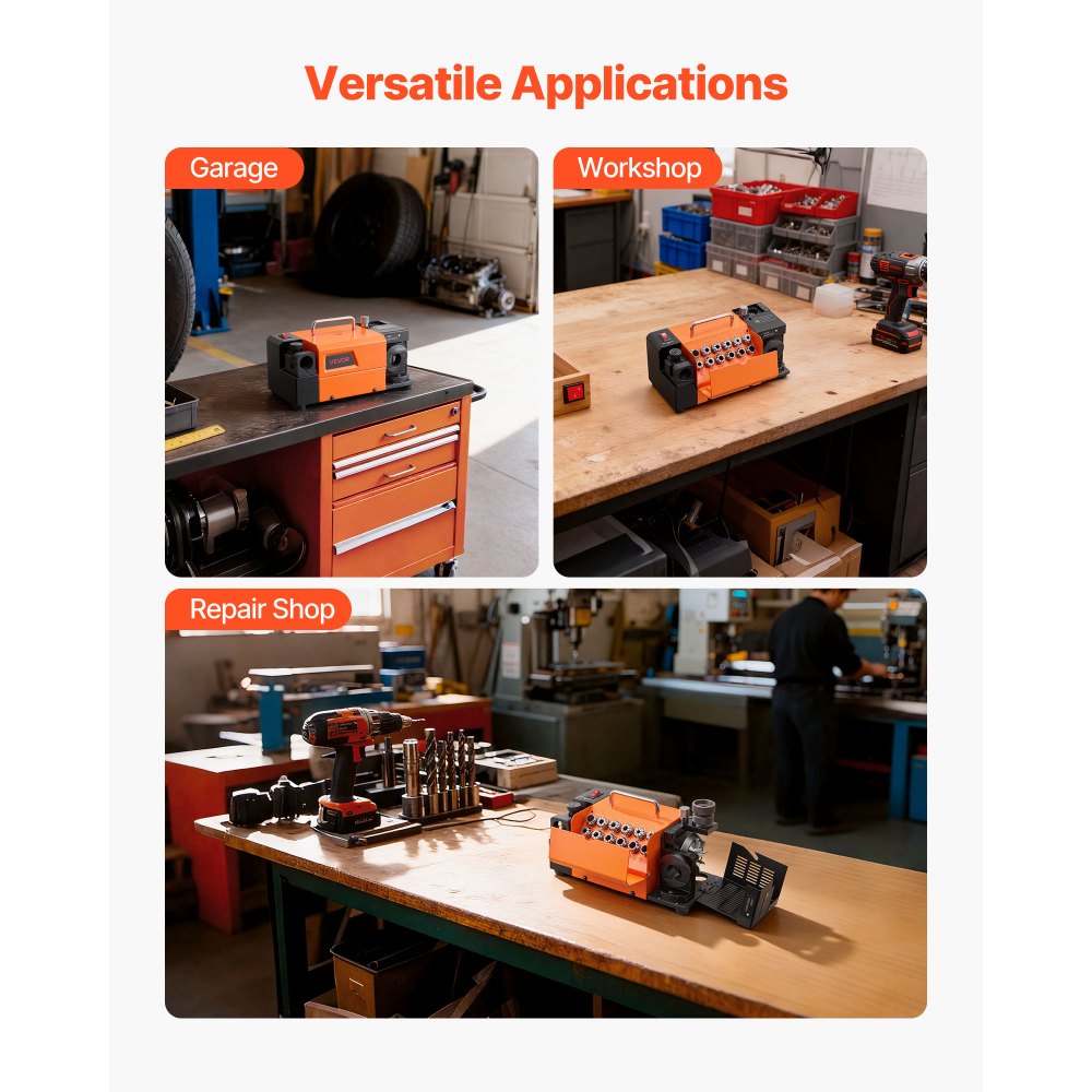 VEVOR Drill Bits Sharpener MR-13A+, 3-15mm Drill Bit Grinder Sharpener with 95°-135° Adjustable Point Angle, 5800RPM High Speed Re-Sharpening Machine with 13 Collets & CBN Wheel for Workshops Garages