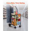 VEVOR Shopping Cart, Folding Grocery Utility Cart with Swivel Wheels, 90 LBS Large Load Capacity, Heavy Duty Rolling Laundry Basket Butler for Laundry, Shopping, Camping, Grocery, Luggage, Black