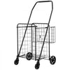VEVOR Shopping Cart, Folding Grocery Utility Cart with Dual Baskets, Waterproof Liner & Wheels, 100 LBS Large Load Capacity, Heavy Duty Laundry Basket for Laundry, Shopping, Camping, Grocery, Luggage