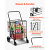 VEVOR Folding Shopping Cart, Jumbo Grocery Cart with Double Baskets, 360° Swivel Wheels, Heavy Duty Utility Cart, 110 LBS Large Capacity Utility Cart for Laundry, Shopping, Grocery, Luggage