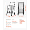 VEVOR Folding Shopping Cart, Jumbo Grocery Cart with Double Baskets, 360° Swivel Wheels, Heavy Duty Utility Cart, 110 LBS Large Capacity Utility Cart for Laundry, Shopping, Grocery, Luggage