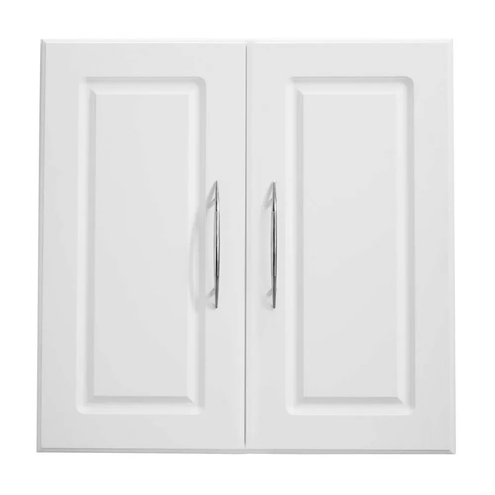 VEVOR Laundry Room Wall Cabinet, 2-Tier Wall Mounted Hanging Cabinet with Adjustable Shelf, Cupboard Storage with 2 Doors, for Kitchen, Bathroom, Laundry, 11.8 x 23.6 x 23.6 in (D x W x H), White