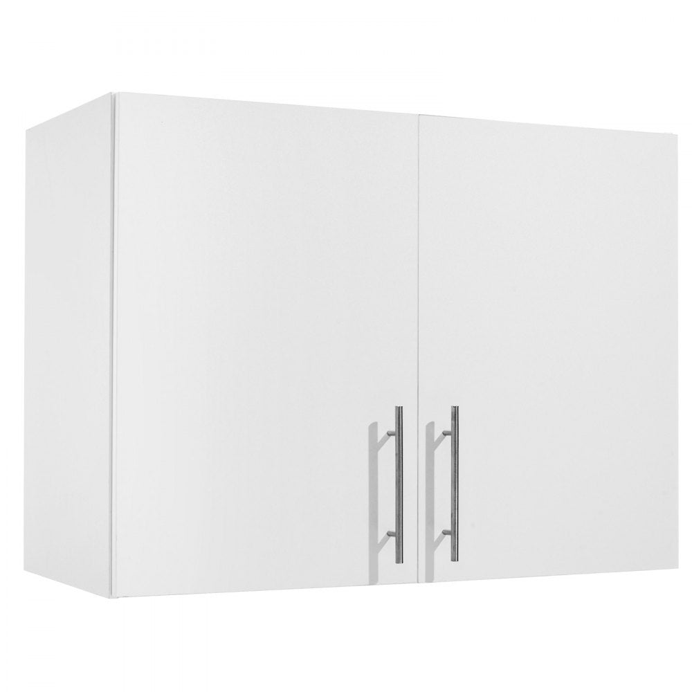 VEVOR Laundry Room Wall Cabinet, 2-Tier Wall Mounted Hanging Cabinet with Adjustable Shelf, 32 in Cupboard Storage with 2 Doors, for Bathroom, Kitchen, Laundry, 16 x 32 x 24 in (D x W x H), White