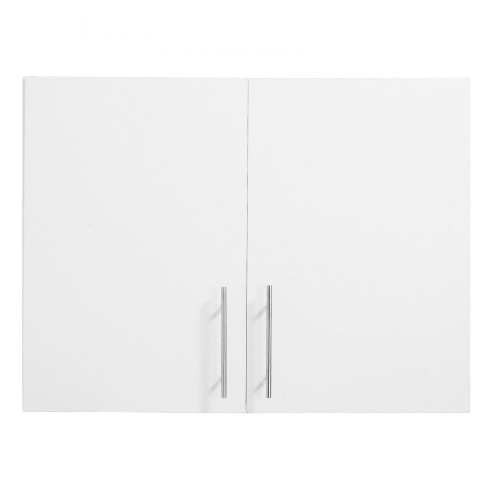 VEVOR Laundry Room Wall Cabinet, 2-Tier Wall Mounted Hanging Cabinet with Adjustable Shelf, 32 in Cupboard Storage with 2 Doors, for Bathroom, Kitchen, Laundry, 16 x 32 x 24 in (D x W x H), White
