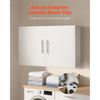 VEVOR Laundry Room Wall Cabinet, 2-Tier Wall Mounted Hanging Cabinet with Adjustable Shelf, 36 in Cupboard Storage with 2 Doors, for Kitchen, Bathroom, Laundry, 16 x 36 x 24 in (D x W x H), White