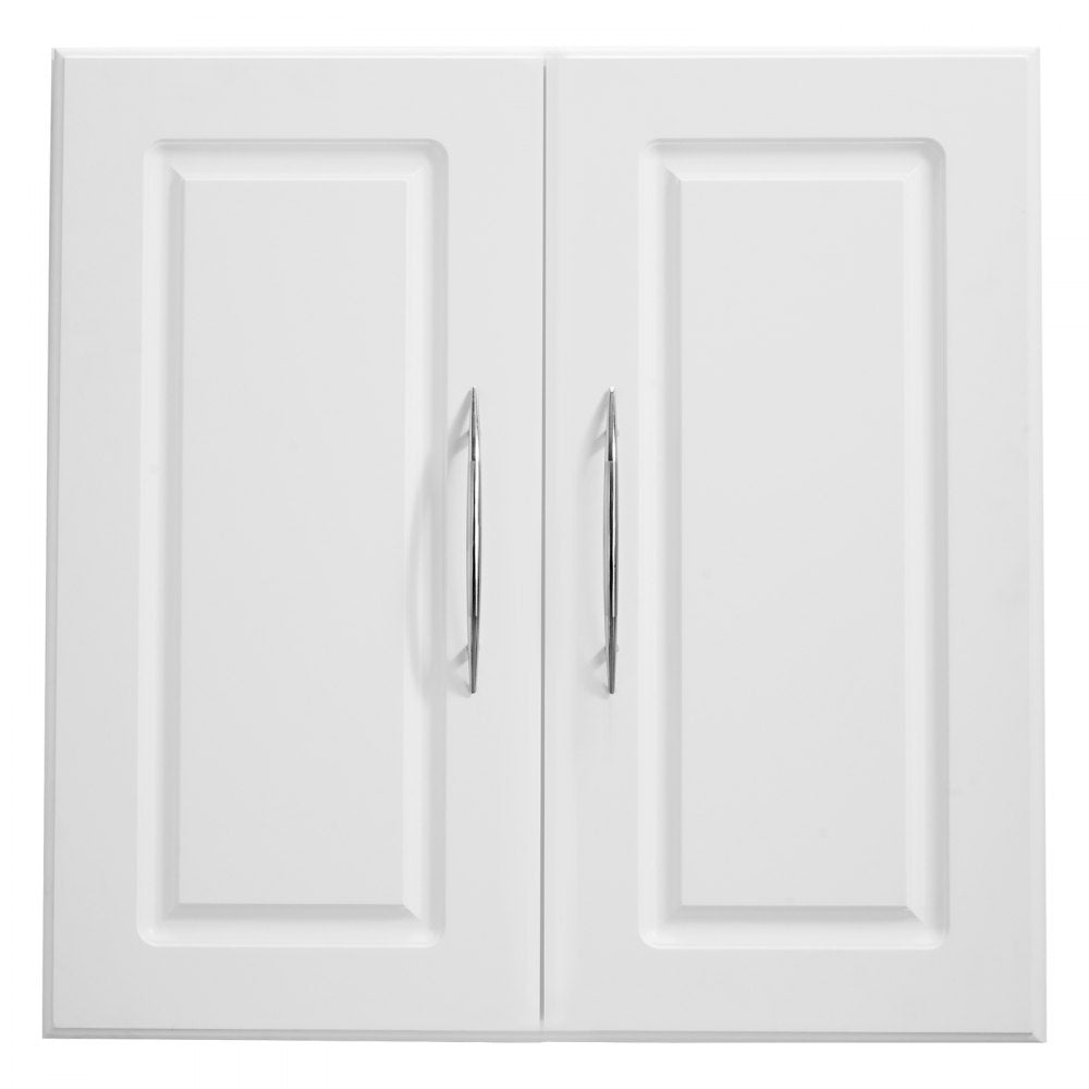 VEVOR Laundry Room Wall Cabinet, 2-Tier Wall Mounted Hanging Cabinet with 2 Doors, Cupboard Organizer with Adjustable Shelf, for Kitchen, Garage, Laundry, 11.8 x 23.6 x 23.6 in (D x W x H), White