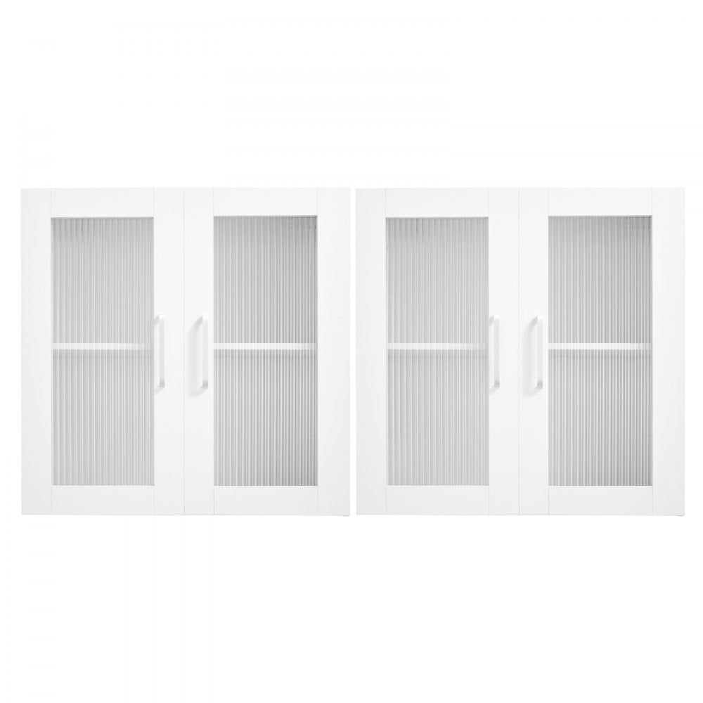 VEVOR Laundry Room Wall Cabinet, 2-Tier Wall Mounted Cabinet with 4 Doors, Cupboard Organizer with Adjustable Shelf, for Kitchen, Garage, Laundry, Set of 2, Each 12 x 24 x 24 in (D x W x H), White