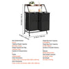 VEVOR 2 Tiers Laundry Sorter, Tall Laundry Hamper with Metal Frame and Wooden Tabletop, 2 Section Rolling Basket Organizer Storage with Ladder Shelves and 600D Oxford Cloth Bags for Dirty Clothes
