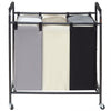 VEVOR 3-Section Laundry Basket, Heavy Duty Laundry Hamper Storage Organizer, Laundry Sorter Cart with Heavy Duty Lockable Wheels for Dirty Clothes in Laundry Room Bedroom