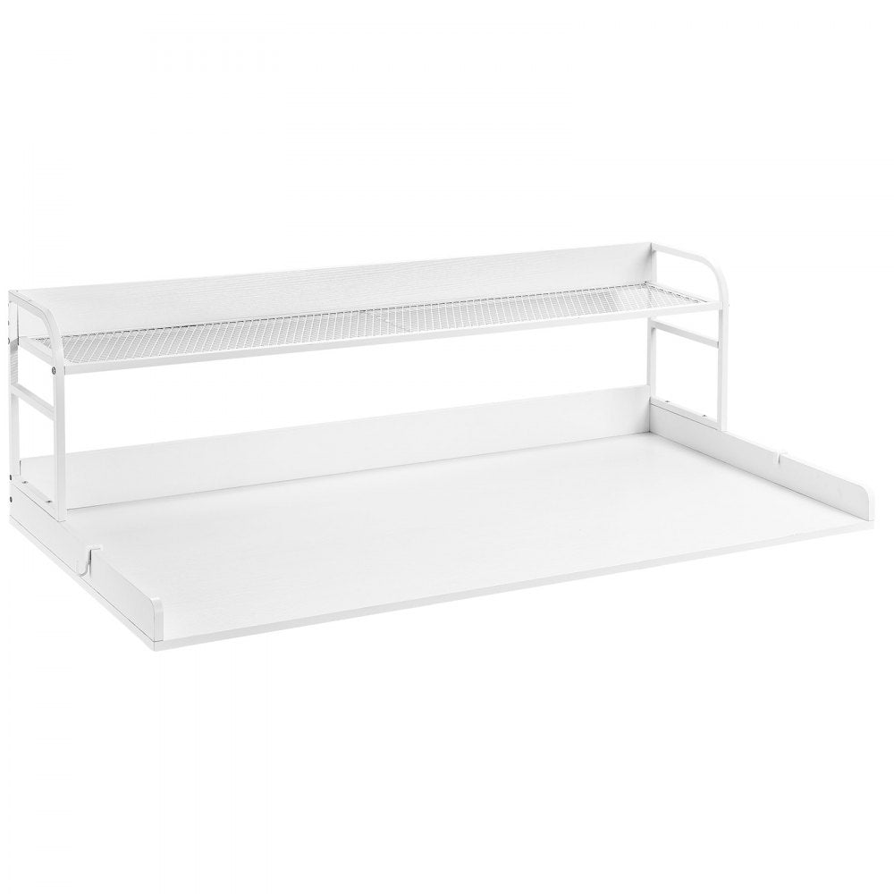 VEVOR Washer Dryer Countertop with 2-Tier Shelf, 54" x 27" Wooden Washer and Dryer Countertop with Anti-Slip Pads, Water-Resistant Laundry Topper Cover for Laundry Room Organization and Storage, White