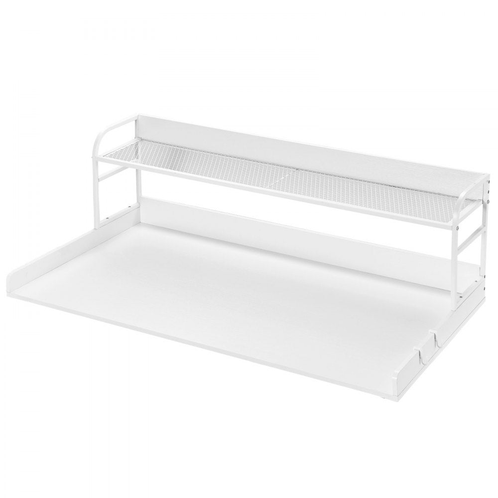 VEVOR Washer Dryer Countertop with 2-Tier Shelf, 54" x 27" Wooden Washer and Dryer Countertop with Anti-Slip Pads, Water-Resistant Laundry Topper Cover for Laundry Room Organization and Storage, White