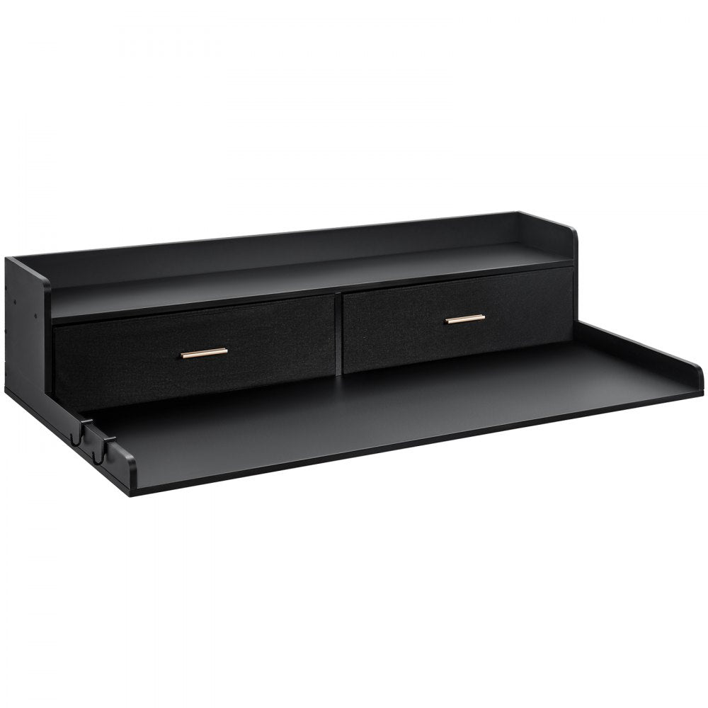 VEVOR 2 Drawers Washer Dryer Countertop with 2-Tier Shelf, 54" x 27" Wooden Washer and Dryer Countertop with Non-Slip Pads, Water-Resistant Laundry Topper for Laundry Room Organization, Black