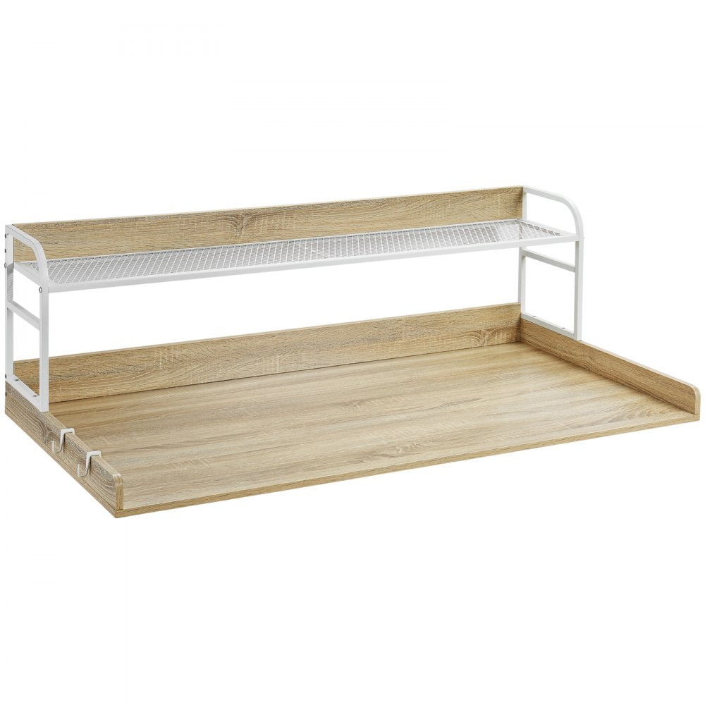 VEVOR Washer Dryer Countertop with 2-Tier Shelf, 54" x 27" Wooden Washer and Dryer Countertop with Anti-Slip Pads, Water-Resistant Laundry Topper Cover for Laundry Room Organization and Storage, Oak