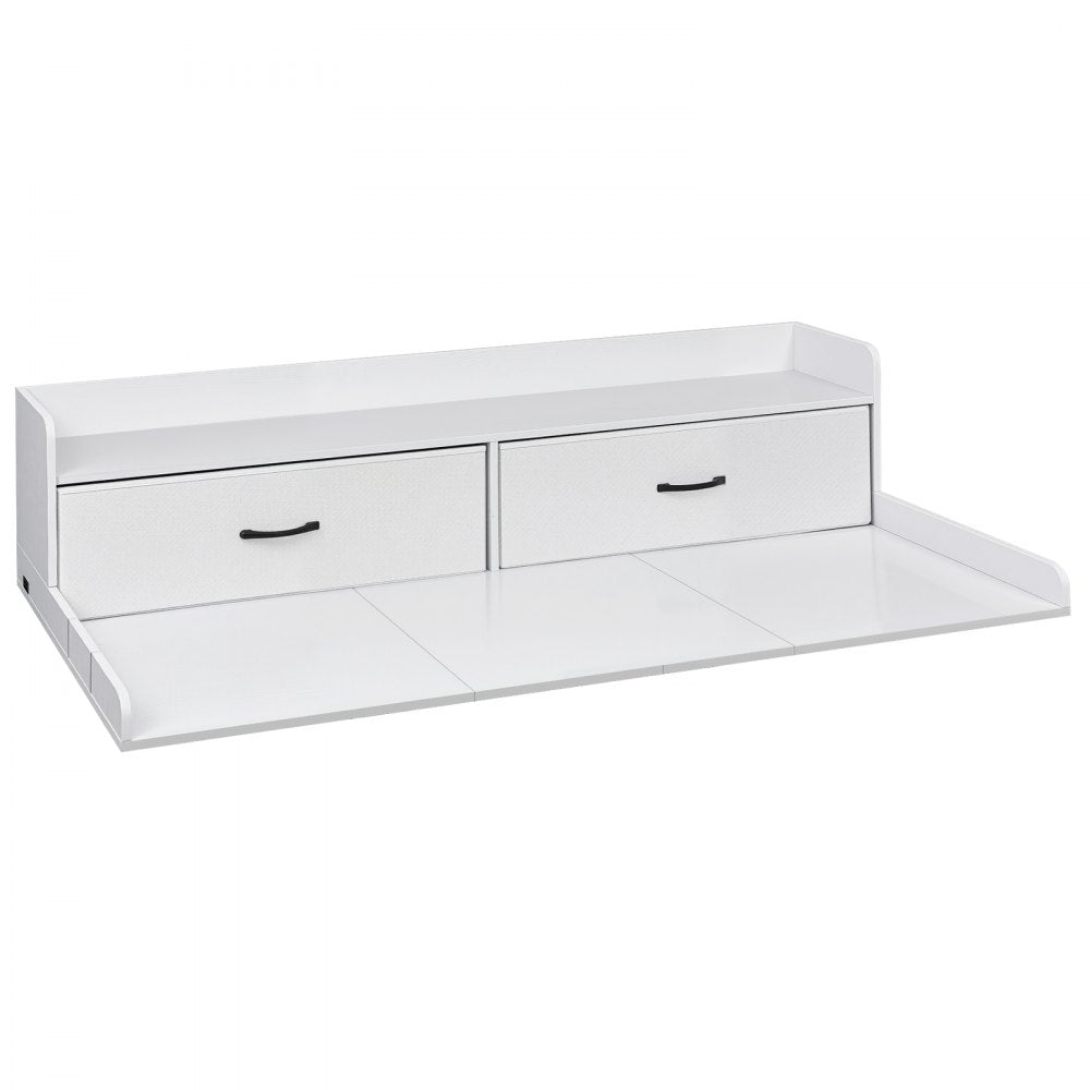 VEVOR Washer Dryer Countertop with Shelf, 54 x 27.5 in Wooden Washer and Dryer Topper with 2 Drawers & 2 Hooks, Laundry Machine Topper for Laundry Closet Pantry Counter Organization and Storage, White