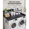 VEVOR Washer Dryer Countertop with Shelf, 54 x 27.5 in Wooden Washer and Dryer Topper with Edge and 2 Hooks, Laundry Machine Topper for Laundry Closet Pantry Counter Organization and Storage, Black