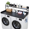 VEVOR Washer Dryer Countertop with Shelf, 54 x 27.5 in Wooden Washer and Dryer Topper with Edge and 2 Hooks, Laundry Machine Topper for Laundry Closet Pantry Counter Organization and Storage, Black
