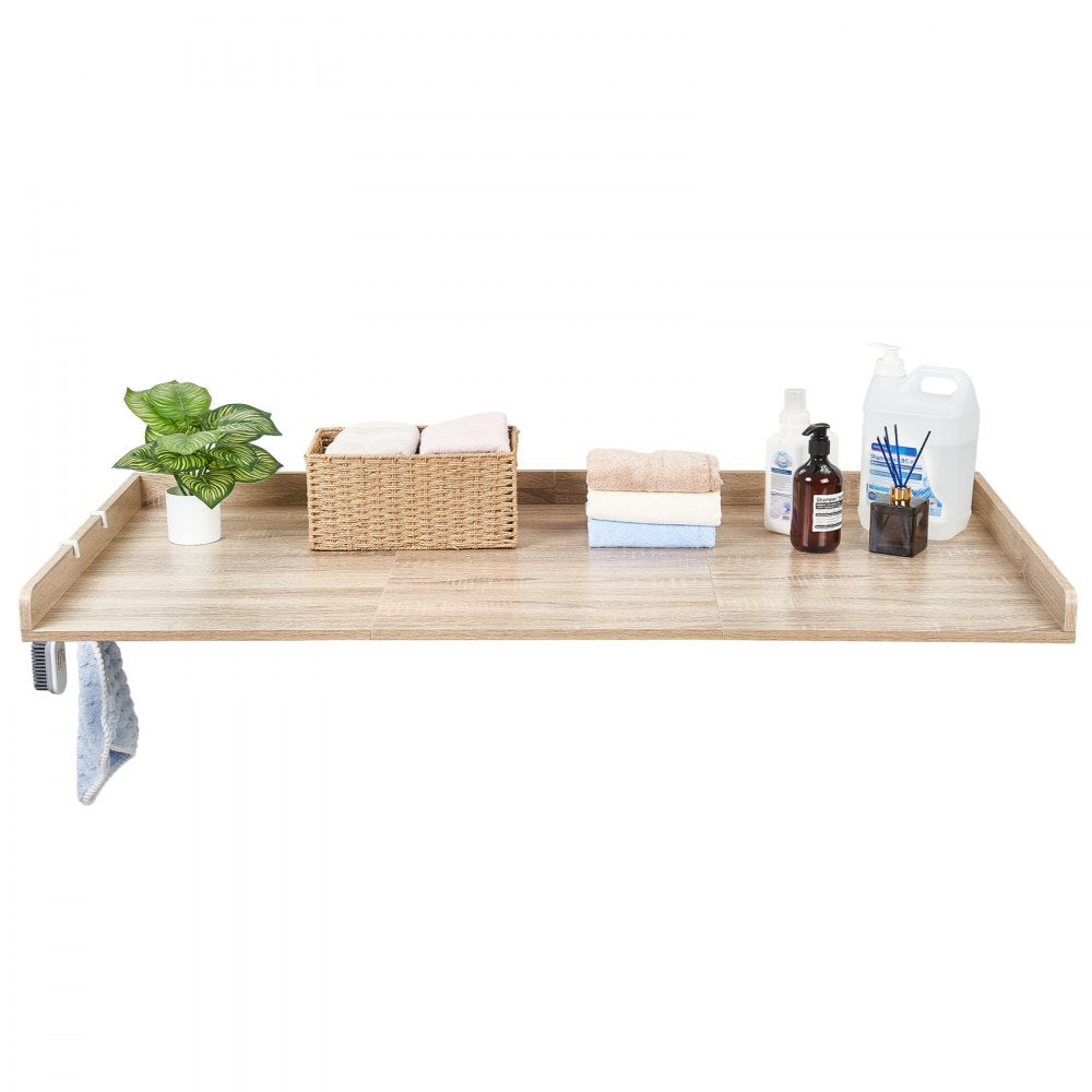 VEVOR Washer Dryer Countertop, 54 x 27.5 in Wooden Washer and Dryer Topper with Edge & 2 Hooks, Water-Resistant Laundry Machine Topper for Laundry Closet Pantry Counter Organization and Storage, Oak