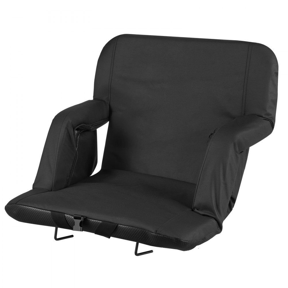 VEVOR Stadium Seat, 6 Adjustable Angle Bleacher Chair, 2.9'' Cushion Stadium Seat with Back Support and Armrest, Wide Bleacher Chair with Hook Pocket Cupholder for Picnics, Beach Sports, and Gaming