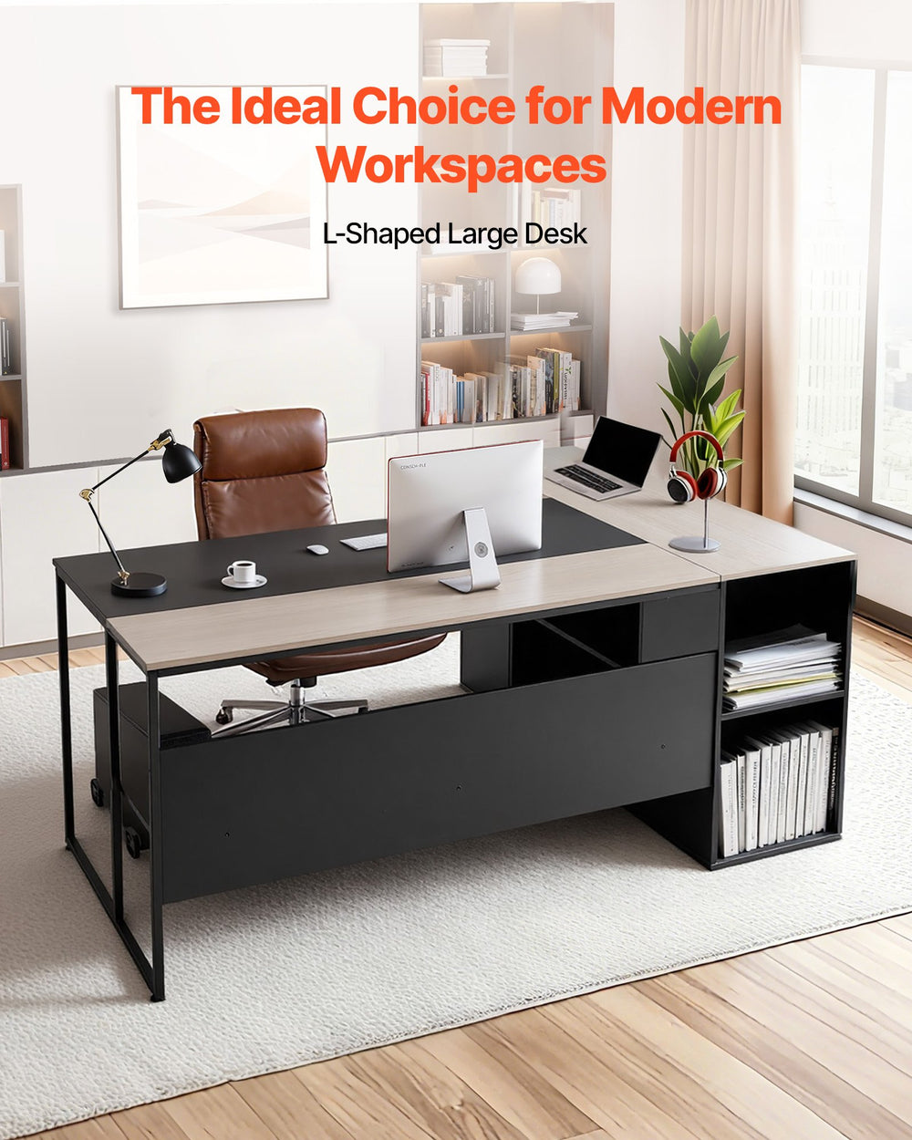 VEVOR L-Shaped Executive Desk - ideal choice for modern workspaces (graphic)