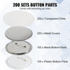 VEVOR 200 Sets 3 inch 75mm Pin Back Button Parts, DIY Round Button Badge Parts, Set Includes Metal Top, Plastic/Metal Button, Clear Film, and Blank Paper For Gifts Presents, Machine NOT Included
