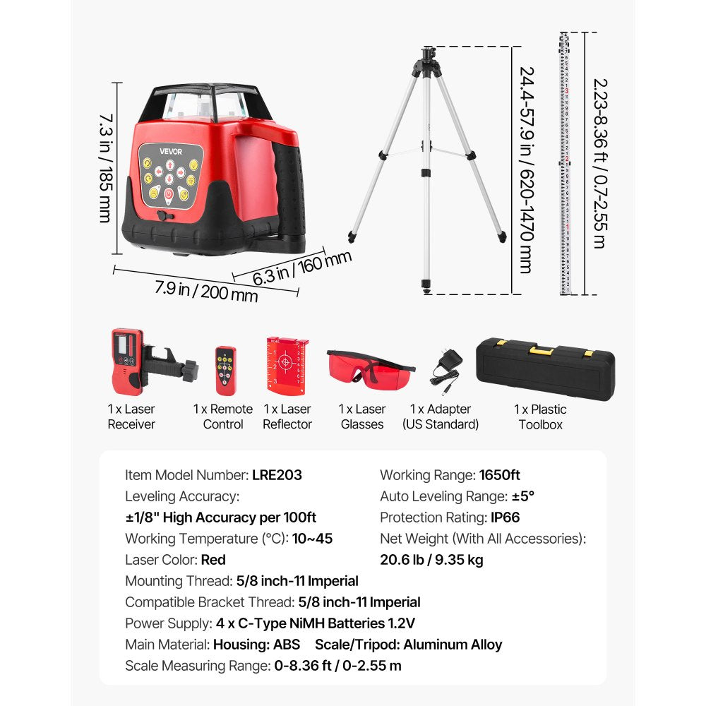 VEVOR Rotary Laser Level Kit (LRE203) image 6