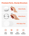 VEVOR Button Maker Supplies 200 Sets 1.26 in / 32 mm Pin Back Button Parts, with Metal Backs, Metal Shells, Clear Mylar Films, and Blank Circle Papers, for Home DIY, School Events, and Custom Studio