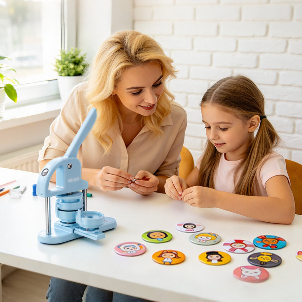 VEVOR Button Maker Supplies 50 Sets 2.28 in / 58 mm Magnet Button Parts, with Magnetic and Bottle Opener Backs, Metal Shells, Clear Mylar Films, and Blank Circle Papers, for Home DIY, Kitchen Decor
