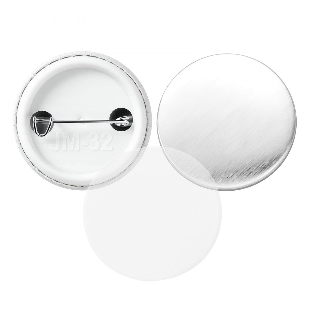 VEVOR Button Maker Mold with Supplies 1.26 in / 32 mm Interchangeable Mold, for VEVOR Magnetic Fast-Change Button Maker Machine, with 100 Backs, Shells, Clear Films, and 20 Blank Circle Papers
