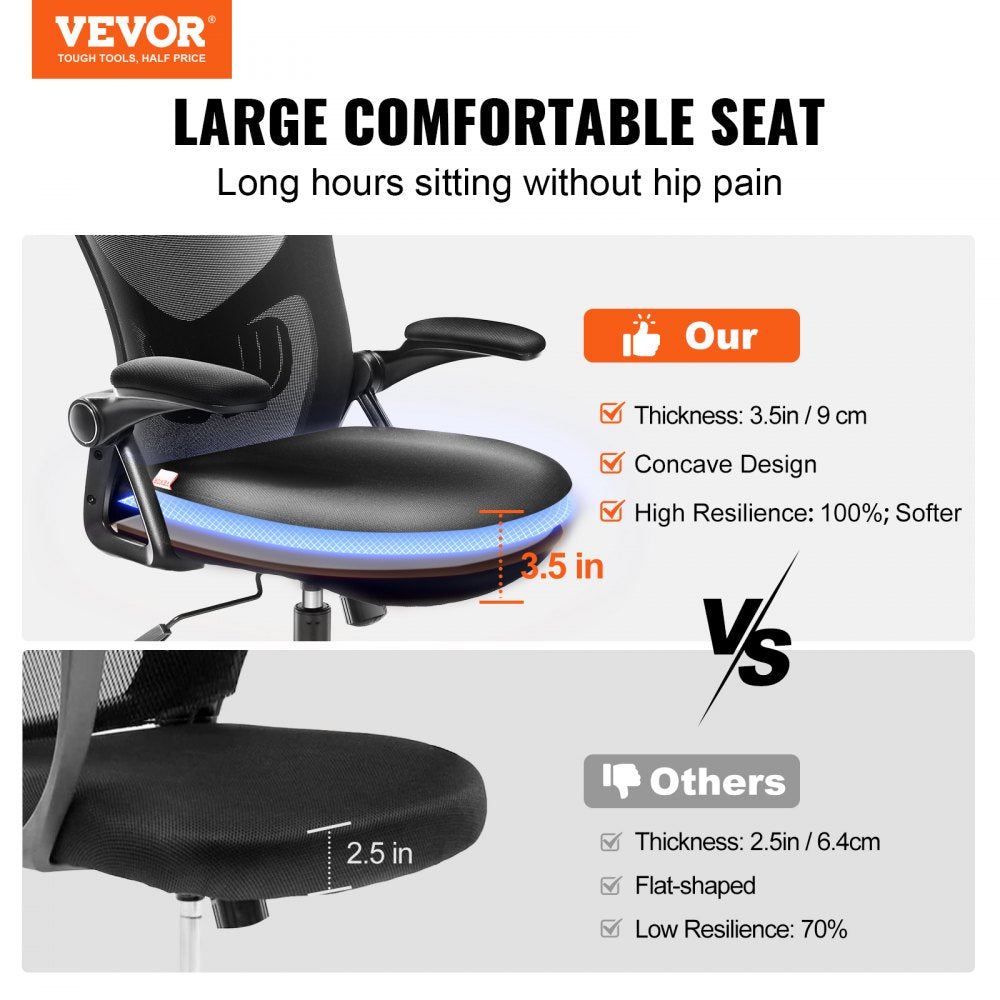 VEVOR Office Chair with Adjustable Lumbar Support, High Back Ergonomic Desk Chair with Adjustable Headrest, Ergonomic Office Chair Backrest with 2D Armrest, Computer Chair for Home, Office