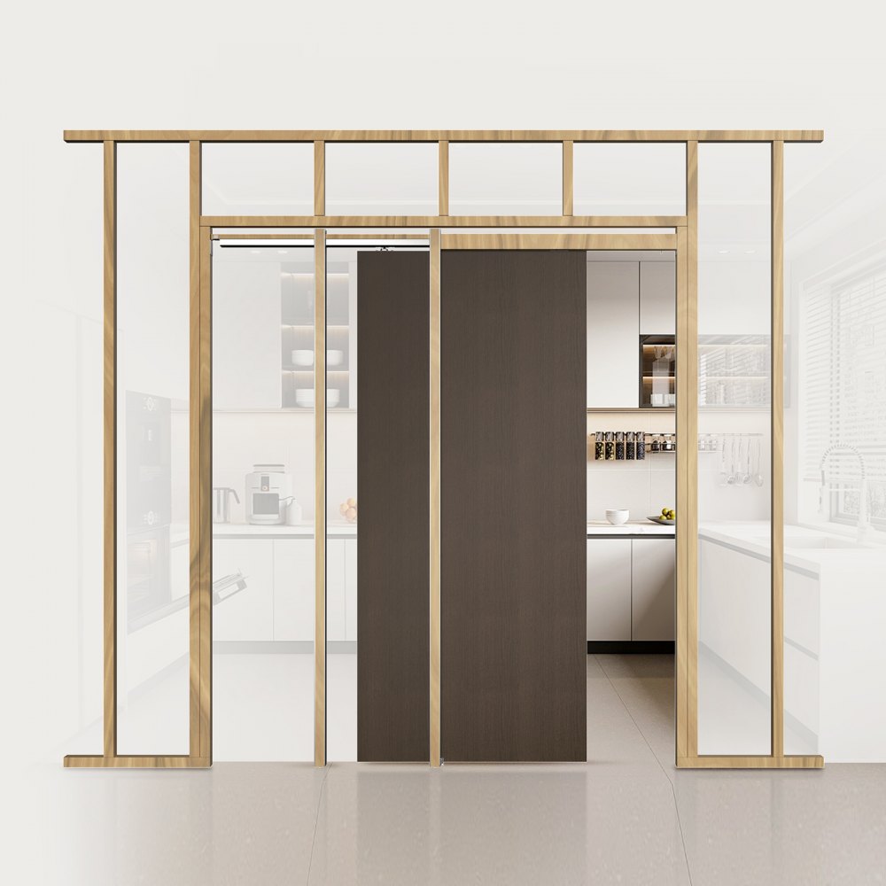 VEVOR Pocket Door Frame Kit, for 24-36 in Wide 80 in High Door, Pocket Door Kit with Two-Way Soft Close Mechanism, Slide Smoothly Quietly, Easy to Install, Wood and Galvanized Steel, for Living Room