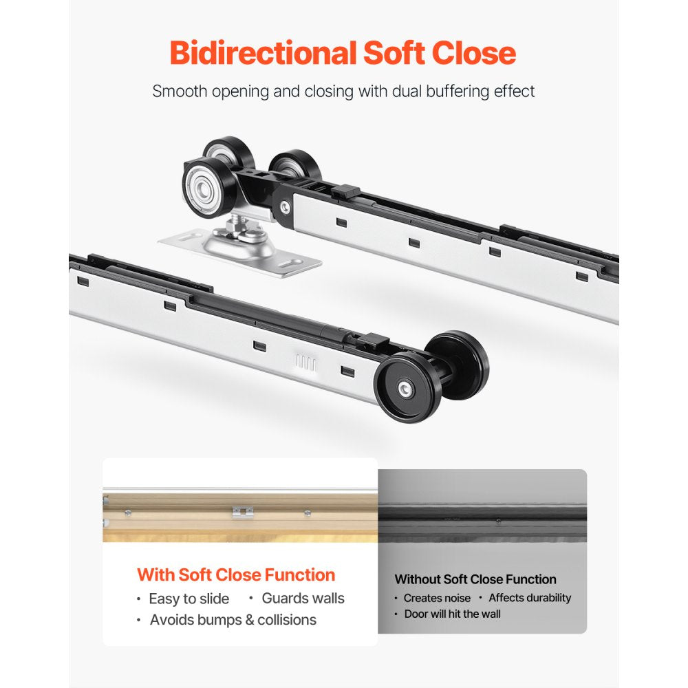 VEVOR Pocket Door Frame Kit, for 24-30 in Wide 80 in High Door, Pocket Door Kit with Two-Way Soft Close Mechanism, Slide Smoothly Quietly, Easy to Install, Wood and Galvanized Steel, for Living Room