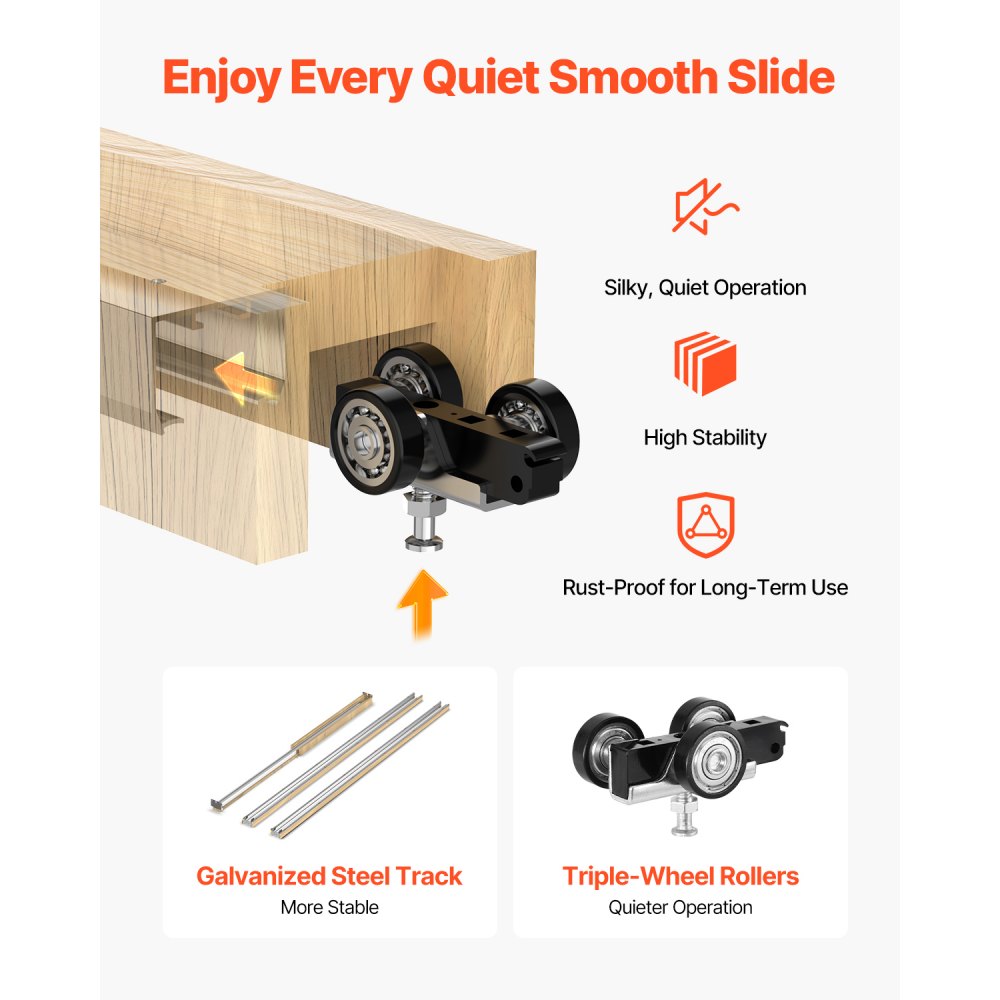 VEVOR Pocket Door Frame Kit, for 24-30 in Wide 80 in High Door, Pocket Door Kit with Two-Way Soft Close Mechanism, Slide Smoothly Quietly, Easy to Install, Wood and Galvanized Steel, for Living Room
