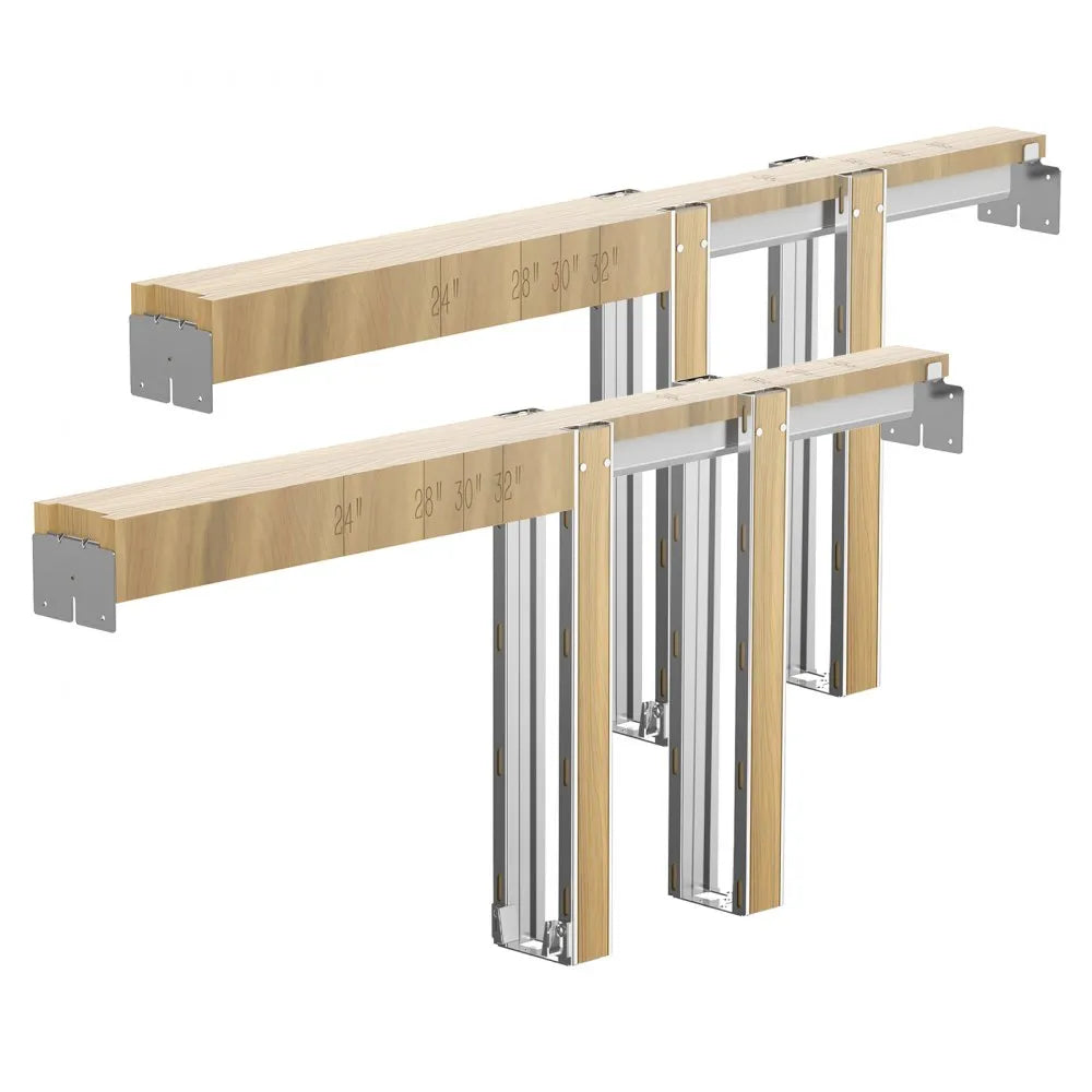 VEVOR Pocket Door Frame Kit, for 48-72 in Wide 80 in High Door, Pocket Door Kit with Two-Way Soft Close Mechanism, Slide Smoothly Quietly, Easy to Install, Wood and Galvanized Steel, for Living Room