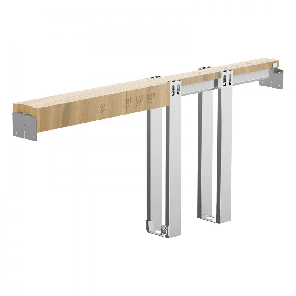 VEVOR Pocket Door Frame Kit, for 24-32 in Wide 80 in High Door, Pocket Door Kit with Two-Way Soft Close Mechanism, Slide Smoothly Quietly, Easy to Install, Premium Galvanized Steel, for Living Room