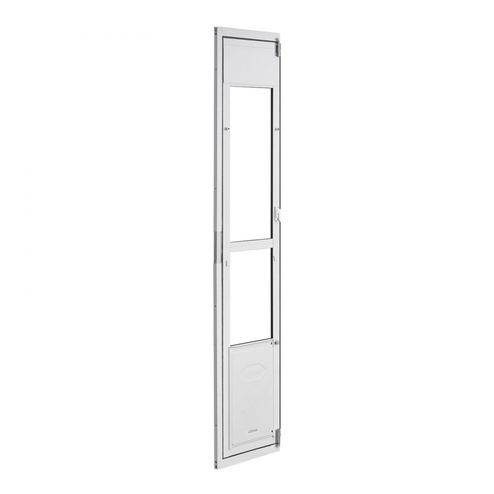 VEVOR Dog Door for Sliding Glass Door, 75 7/8" to 80 11/16" Adjustable Height, Aluminum Alloy Frame with Flap, Lock Design, for Large-Sized Dogs, 180° Swing-Open Sliding Glass Pet Doors for Renters