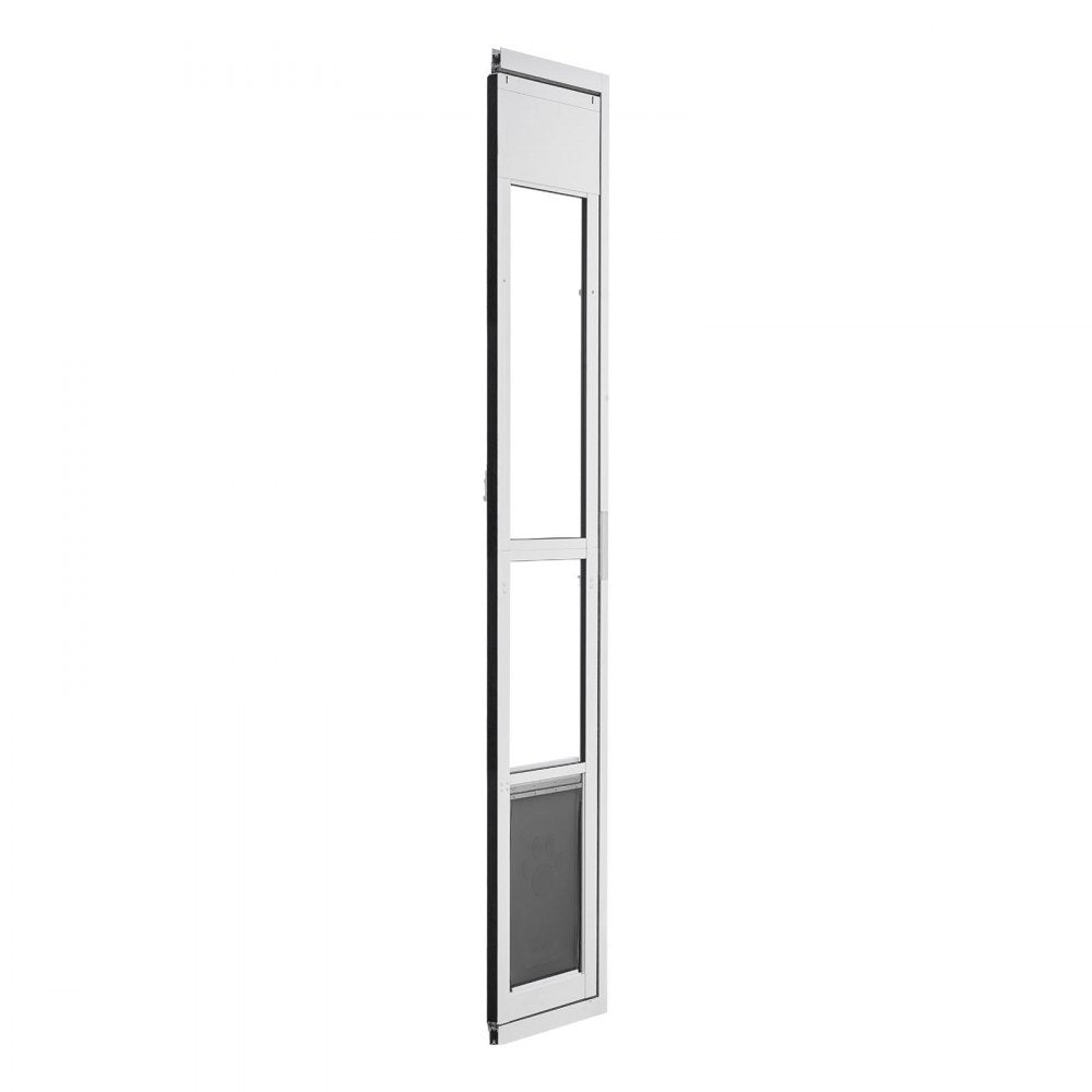 VEVOR Dog Door for Sliding Glass Door, 75 7/8" to 80 11/16" Adjustable Height, Aluminum Alloy Frame with Flap, Lock Design, for Large-Sized Dogs, 180° Swing-Open Sliding Glass Pet Doors for Renters