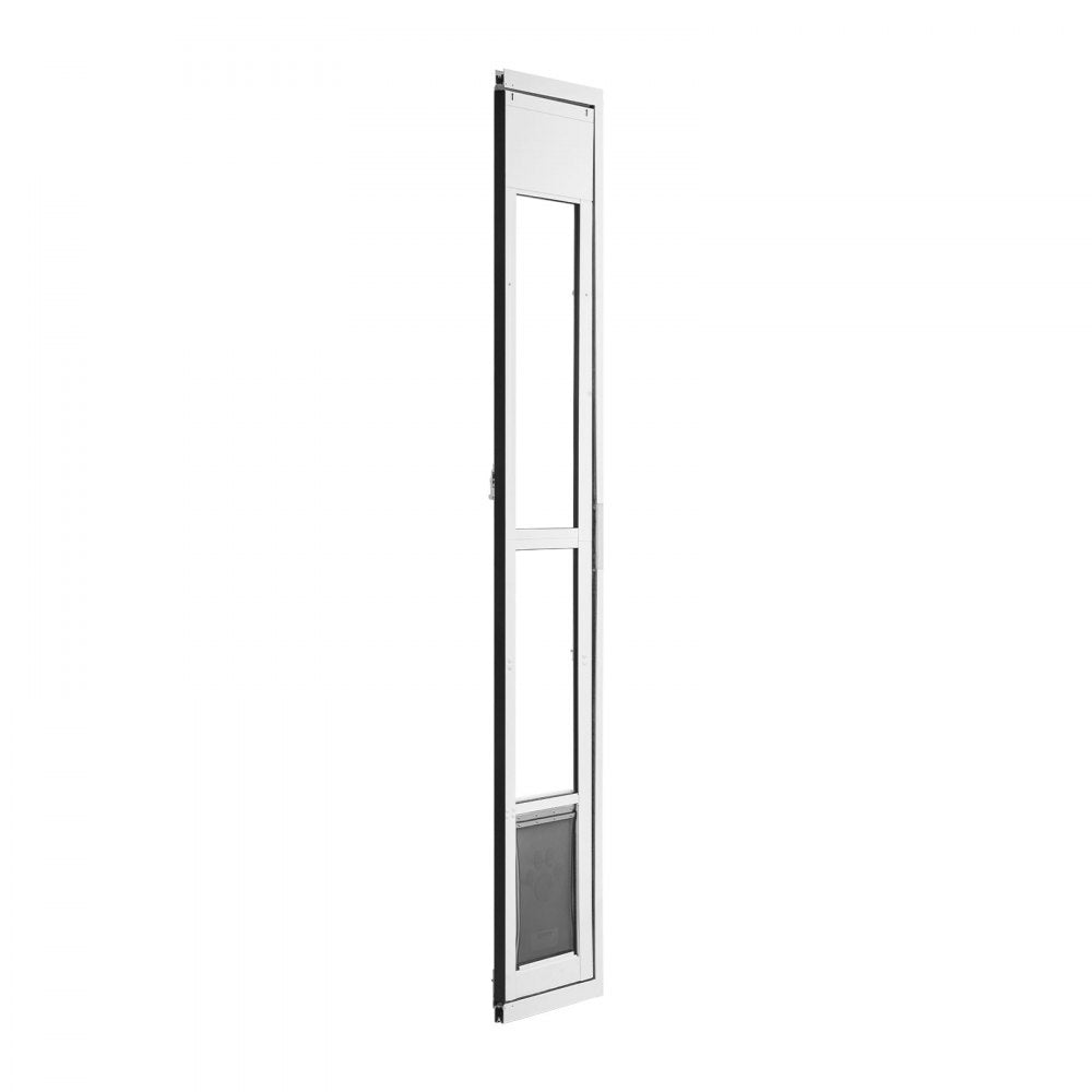 VEVOR Dog Door for Sliding Glass Door, 75 7/8" to 80 11/16" Adjustable Height, Aluminum Alloy Frame with Flap, Lock Design, for Medium-Sized Dogs, 180° Swing-Open Sliding Glass Pet Doors for Renters