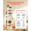 VEVOR 7 Tiers Rotating Shoe Rack Tower with Wheels, Movable 360° Spinning Carousel Display, Lazy Susan Organizer Closet Shelf for Living Room, Entryway, White