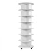 VEVOR 7 Tiers Rotating Shoe Rack Tower with Wheels, Movable 360° Spinning Carousel Display, Lazy Susan Organizer Closet Shelf for Living Room, Entryway, White