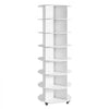 VEVOR 7 Tiers Rotating Shoe Rack Tower with Wheels, Movable 360° Spinning Carousel Display, Lazy Susan Organizer Closet Shelf for Living Room, Entryway, White