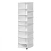 VEVOR 7 Tier Rotating Shoe Rack Tower with Adjustable Shelves, Movable 360° Spinning Carousel Display with Wheels, Lazy Susan Organizer Closet for Bedroom, Living Room, Entryway, Closet, White