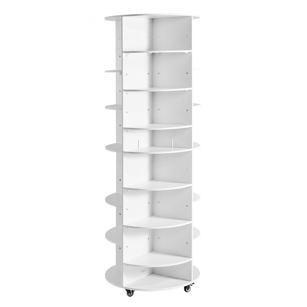 VEVOR 7 Tier Rotating Shoe Rack Tower with Adjustable Shelves, Movable 360° Spinning Carousel Display with Wheels, Lazy Susan Organizer Closet for Bedroom, Living Room, Entryway, Closet, White