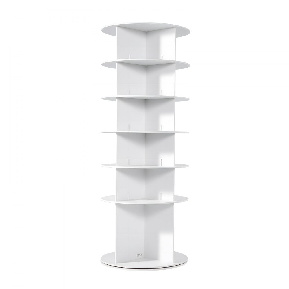 VEVOR 6 Tiers Rotating Shoe Rack Tower, 360° Spinning Shoe Rack, Revolving Storage Round Carousel Display, Freestanding Lazy Susan Organizer Display for Bedroom, Living Room, Entryway, Closet, White