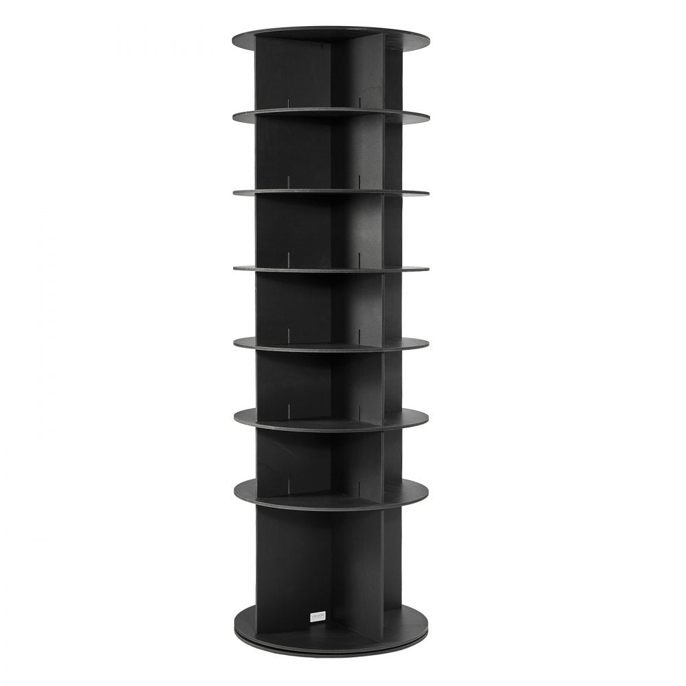 VEVOR 7 Tiers Rotating Shoe Rack Tower, 360° Spinning Shoe Rack, Revolving Storage Round Carousel Display, Freestanding Lazy Susan Organizer Display for Bedroom, Living Room, Entryway, Closet, Black