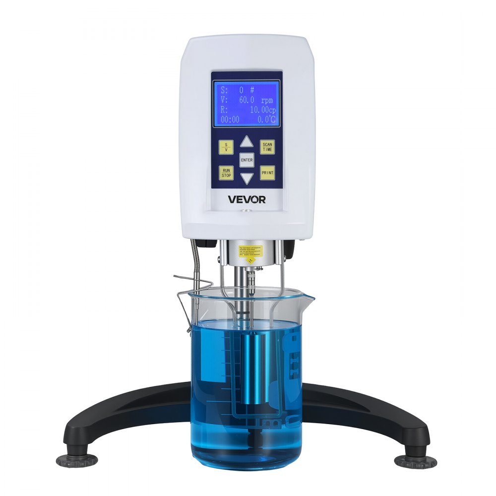 VEVOR Digital Rotary Viscometer, 10-2,000,000 mPa.s(cP), ±2% Accuracy, 100-240V Digital Rotational Viscosity Meter with 4 Rotors and Temperature Probe, LCD Display, Lab Viscometer for Fluid Testing