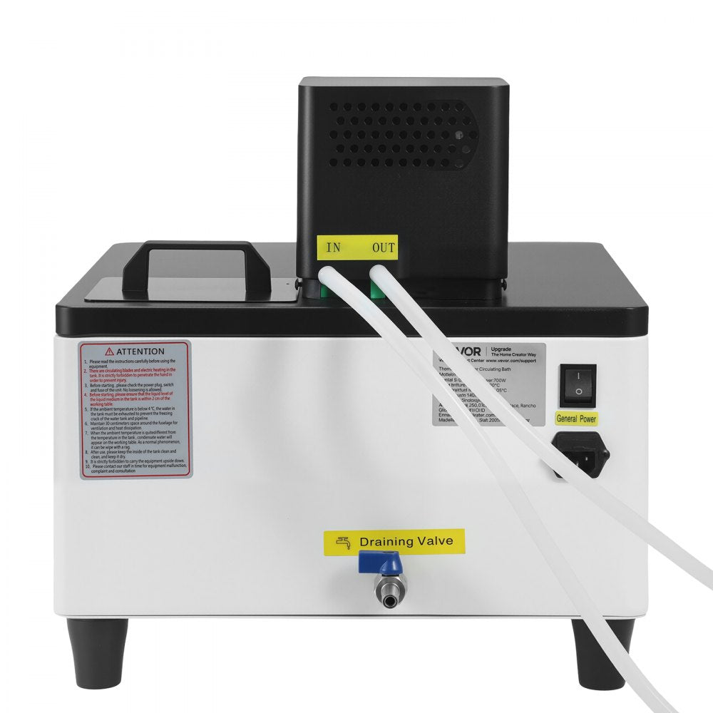 VEVOR Viscometer Water Bath, 23 to 212°F, 5.51" x 5.51" Tank, PID Temp Control, Thermostatic Water Circulating Bath with Internal and External Circulation, Fits Various Rotational Viscometers for Lab